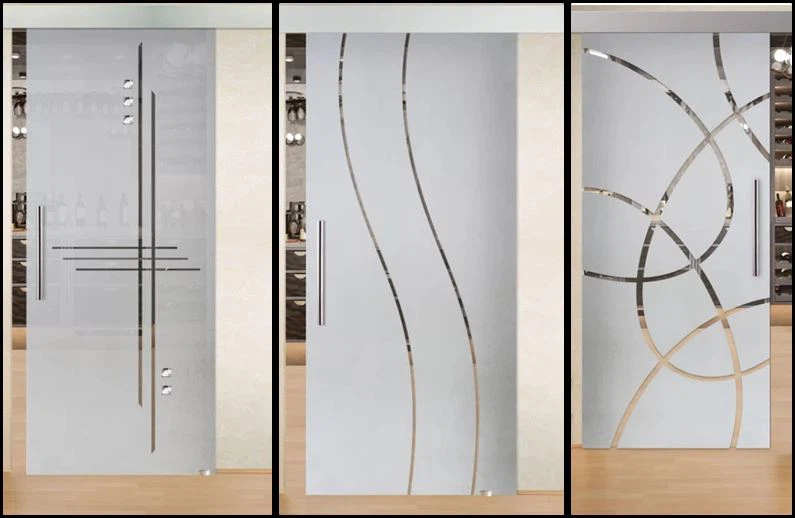 sliding glass sandblasted doors